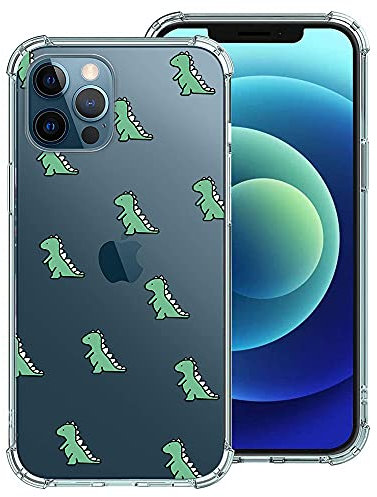 CAROKI Cute Case for iPhone 12 Pro Max,Cartoon Dinosaur Phone Case for iPhone 12 Pro Max with Soft TPU Shock Absorbing Bumper Protective Cover Case for iPhone 12 Pro Max 6.7