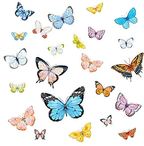 Little Deco Wandtattoo Wandaufkleber Wandsticker 22 Schmetterlinge Wanddeko Kinderzimmer Spielzimmer Schlafzimmer Wohnzimmer Flur Bad WC Kindergarten DL651