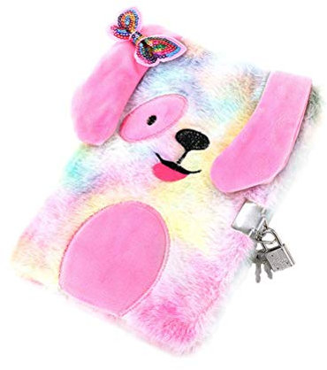 Lockable Plush Girls Kids Diary for Gifts,Fluffy Furry Cute Notebook Notepad with Lock&Key,Secret Planner Writing Diaries,Lined Pocket Journal