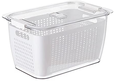 DOITOOL Berry Box Fruit Storage Container Produce Container Colander Box Washing Bowl Kitchen Strainer for Fridge Size S