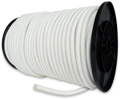TECPLAST Sandow élastique Blanc 100 mètres 9SW - Qualité PRO - Tendeur pour bâche de diamètre 9 mm