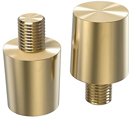 URAQT Brass Battery Pole Adapter Pair, 1 Pair M8 Battery Terminal Connector Brass Tone Post Adapter Screws, Solid Battery Pole Terminals, Battery Pole Adapter for Lithium Car Batteries