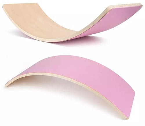 NoriKids Balance Board Kinder | Balancierbrett aus Holz | mit rosafarbenem Filz | Wippbrett fördert Koordination | Gleichgewichtstrainer für Kinder | Montessori Spielzeug