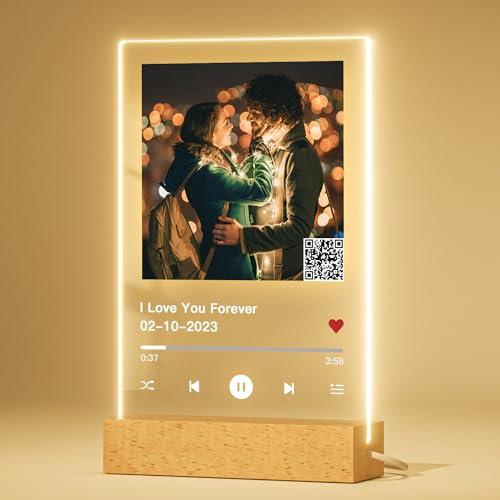 iDIY Placa de Spotify Personalizada -Placa Spotify Personalizada con Música y Código QR para escanear, Regalo Original para cumplaños, San Valentín, Parejas, Aniversarios, Navidad…