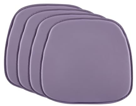 DORAFAIR 4-Pcs Stuhlkissen Leder Eckig Sitzkissen Sitzauflage Gepolstert für Stühle in Haus und Garten, 39 x 38 x 2cm,Grau lila