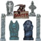 7Pcs Halloween Deco Pierre tombale extérieure 81cm Jardin Cimetière Rip Set,Panneaux de cour Roadside Attention avec piquets de terre pour fête, maison hantée, cimetière et pelouse en plein air