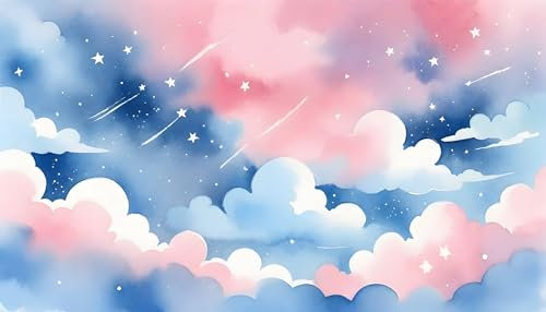 UNIK Nordic Vliestapete, BxH 150x280 cm, Pastellwolken, Tapete Fantasy Design, Fototapete Baby- & Kinderzimmer, XXL Kindertapete in hellen Aquarell & Pastell Farben, Wandtapete Wolke, Made in Germany