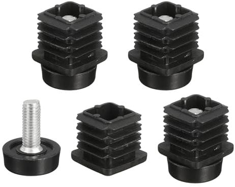 Sourcing Map 4 Set Black Plastic Square Furniture Leveling Feet, 25x25mm, 4 Count