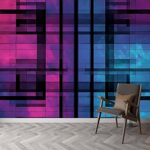 Photo Wallpaper Vintage Arcade Game Blocks Murals, 350x256cm Wall Mural Photo Wallpaper, Neon Art Wallpaper Mural Wall Art for Living Room Bedroom Children's Room Corridor