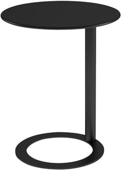 Mesa auxiliar moderna en forma de C con marco de metal, mesa de centro redonda para sala de estar, mesita de noche, portátil, mesa de oficina para espacios pequeños, acabado negro mate, 48 x 74 cm