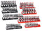 VEVOR Socket Organizer Set, 8PCS High-Rod Socket Holder, 1/4'', 3/8'' & 1/2'' Metric SAE Socket Trays with Clear Labels, Hold up to 176PCS Standard & Deep Sockets, Black & Red (Socket Not Included)