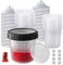 Einweg-Farbmischbecher 20 Ounce (600ml) Kit, HVLP Farbspritzpistole Mischbecher mit 10 Tassen und Deckel System, 2 Stecker und 1 Harte Tasse mit Halterring, 1 Cup Adapter, Farbrührer (10PCS)