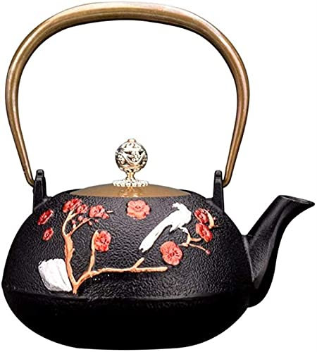 ZGPjubilant Bollitore in ghisa Fatto a Mano, Non Rivestito, teiera in ghisa per la Salute, teiera in Stile Giapponese, teiera in ghisa, teiere (ghisa 1300 ml)