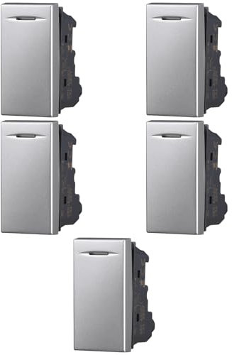 5x Deviatore 16A, Moduli grigi, grigio, Compatibile Con BTicino Axolute, frutti, interruttori, pulsanti, deviatori, dimmer, sensori, PIR, buzzer, Per Placche originali e compatibili