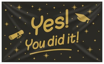 Partydeko * XXL-BANNER * für ABITUR & ABSCHLUSS | Motto: Yes you did it! | Abi 2025 Feier Party Abschlussfeier Partydeko Dekoration, Stil: XXL-Flagge