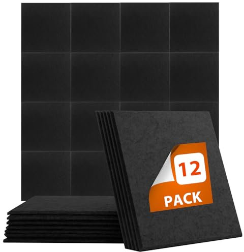 GROWNEER 12 PCS Sound Proofing Panels 30x30x1cm Wall Soundproofing Panels Acoustic Absorption High Density Foam Tiles (Black)