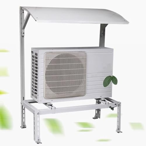 Heavy Duty Air Conditioner Bracket for Outdoor AC Unit, Adjustable Split Ground Stand with Canopy, Durable Condenser Support for Heat Pump Systems, Weatherproof Cushioning Design