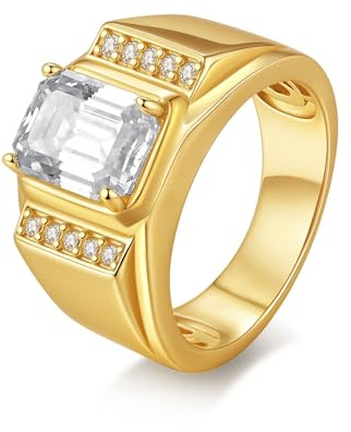 ZUOHUI Hiphop S925 Sterling Silver 3ct Emerald Cut Moissanite Unisex Ring - 7x9mm Hearts & Arrows Vigselring, Stapelbar Statement Ring for Herr & Dam, Jubileumspresent
