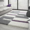 Carpettex Hochflor Teppich Wohnzimmer Shaggy Flokati Modern Kariert 240 x 340 cm Lila - Schlafzimmer Weich Flauschig Waschbar Küche Esszimmer - Langflor
