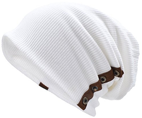 VECRY Herren Baumwolle Mütze Strickmützen Slouch Beanie Schädel Cap Winter Sommer Hüte (020-Weiß)