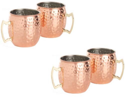Kabalo Copper Moscow Mule Mug Set Of 4 Cocktail Barrel Style Tankard Cup Kitchen Barware