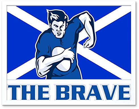 Wee Blue Coo Painting Sport Scotland Rugby Football Flag Brave Art Print Framed Poster Wall Decor Kunstdruck Poster Wand-Dekor-12X16 Zoll