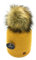 Woolk by Cleostyle Damen Mütze Wintermütze Bommelmütze Strick Kunstfellbommel 556 (Senf)
