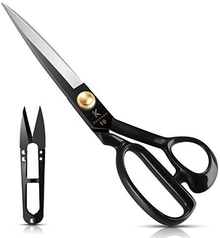 Stoffschere 25,5 cm – Schneiderschere zum Schneiden von Stoff, Kleidung, Leder, Rechtshänder, Schwar