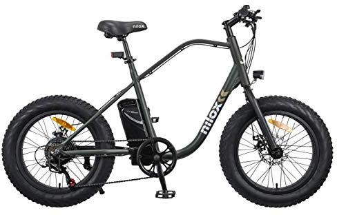 Nilox, E-Bike J3, Bici Elettrica con Pedalata Assistita, Motore Brushless High Speed da 250 W a 5 Velocità, Fino a 25 km/h, Batteria LG da 36 V – 8 Ah, Ruote 20” Fat, Cambio 7 Marce, Freni a Disco