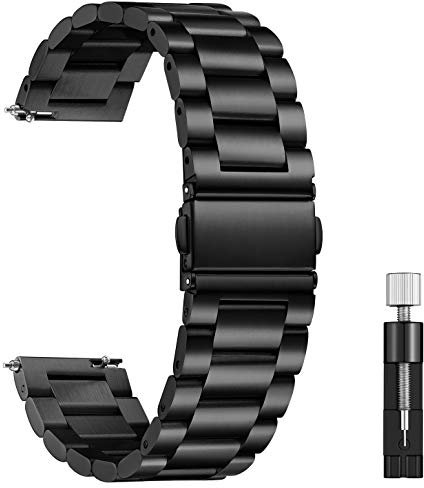 XIRUVE Uhrenarmband Edelstahl Schnellverschluss Ersatzband für Damen Herren 14-24MM (16mm, Schwarz)