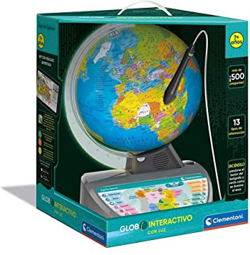 Clementoni Exploramundo Arco Luminoso, Globo terráqueo Interactivo con luz, a Partir de 7 años, Juguete en español (55386), Multicolor