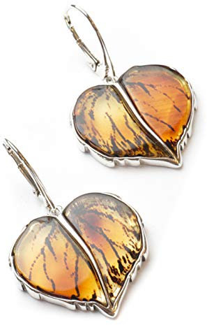 MyBernstein Bernstein Herz Blatt Bernstein Ohrhänger (Bernsteinschmuck 50135)