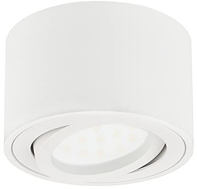 KYOTECH LED Aufbauspot flach schwenkbar Aufputz Deckenleuchte Ø80x50mm inkl. 5W LED Modul Aufbaustrahler Warmweiß 3000K 400LM LED Aufputz Rund Weiß Decken Aufbauleuchte