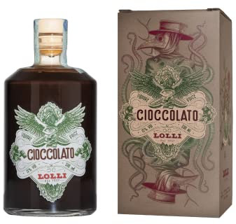 Liquore artigianale Cioccolato Lolli Limited Edition con astuccio serigrafato. Bottiglia da 500 ml. 15% vol.