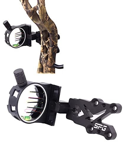 Bogen Visier 5 Pin Micro Einstellbar Bogenvisier Jagdvisier mit Bogen Viesier Licht Compoundbogen Anblick Bogensport Zubehör