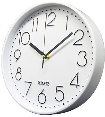 Delgeo Moderne Wanduhr Dekoration Weiß, Ohne Ticken, Wanduhr für Dekoratives Zuhause/Büro/Küche, (25cm, Weiß)