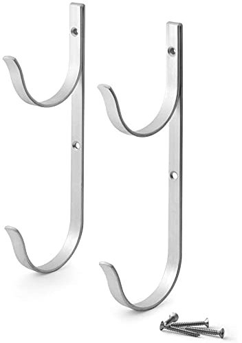 BFYDOAA Schwimmbad-Aluminium-Stangenaufhänger, 2 Stück Aluminium-Halterungs-Set, Pool-Bürstenaufhänger, Gartenschläuch-Halter für Skimmerstange