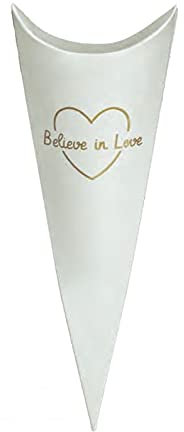 Formoso Scatola Cono Busta Bianca con Scritta Believe Love Matrimonio Porta Confetti h 19 cm Set 20 pz Art 17351