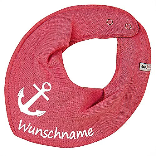 HALSTUCH mit Namen oder Text personalisiert für Baby oder Kind aus Baumwolle in Einheitsgröße Anker altpink