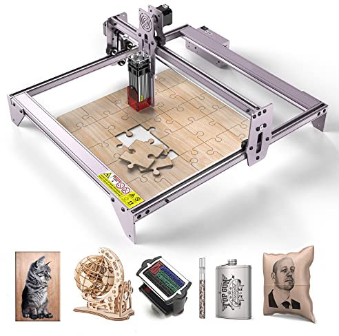 Máquina de grabado láser A5 Pro, 40 W, cortador de madera CNC con foco comprimido, corte de alta precisión para madera y metal, 455 ± 5 nm, rango de trabajo 410 mm x 400 mm