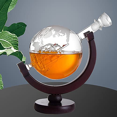 BLOOOK 850 ml Whiskey Globe Dekanter Alkohol Kristall Globe Likörkaraffe, antiker Whiskyspender für Likör, Bourbon, Wodka, Hausbar Zubehör