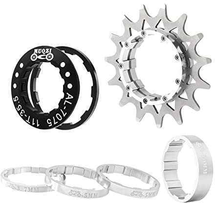 Harilla 1 15T Single Flywheel Set Adapter Removeable Stainless Cog Fixed Accessory for BMX Replacement,