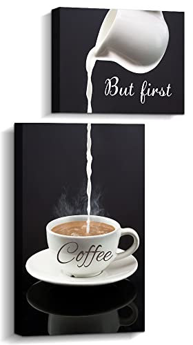 Pinetree Art Wanddekoration Coffee Bar – But First Coffee-Schild – Küche Leinwand Wandkunst für modernes Zuhause Esszimmer