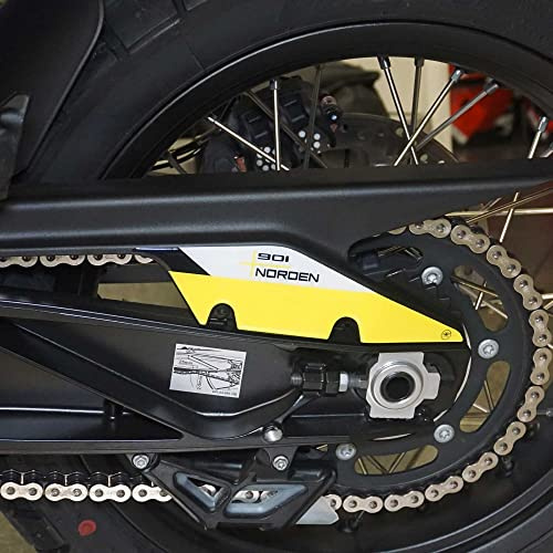 labelbike Adesivo 3D Moto Forcellone Cinghia Compatibile con Husqvarna | Norden 901 da 2022, Protezione in Resina, Antigraffio, Decorazione, Giallo Bianco Nero