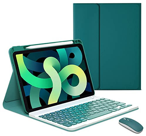 CHSTLS Funda Teclado para Xiaomi Pad 5 2021 11, Carcasa Teclado QWERTY-US Inteligente Inalámbrico Desmontable Magnético con Ranura para Lápiz + Mouse para Xiaomi Pad 5 Pro 11 5G 2021 - Verde Oscuro
