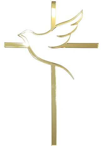 RUIXUAN 10pcs of Acrylic Religious Cake Topper - Dove and Cross,Holy Spirit Topper, Confirmation Topper (Gold Mirror) (RUIXUAN66)