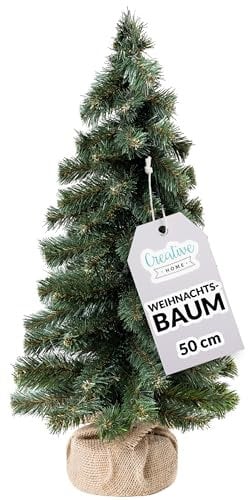 Creative Home Kleiner Weihnachtsbaum Tannenbaum Künstlich | 50 cm | Künstlicher Weihnachtsbaum Deko | Christbaum für Tisch Fensterbrett Büro | Innen, Außen | Geschenk zur Dekoration Weihnachtsdeko