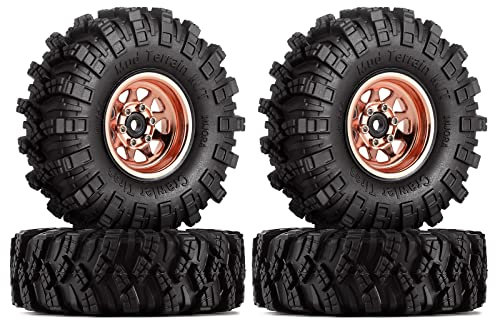 INJORA 1.0 RC Beadlock Rad Schlamm Reifen Set Deep Dish Räder Reifen für TRX4M 1/18 Axial SCX24 Gladiator Deadbolt Bronco C10 JLU Upgrade Teile RC Crawler Car,S5