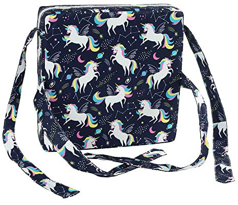 Chickwin Sitzerhöhung Stuhl Kind, Waschbar Baby Tragbar Sitzkissen Kinder Tragbares Boostersitze Verstellbar Zerlegbar Kleinkind Sitzerhöhung Kissen für Esstisch Reise (Einhorn,32x32x8cm)