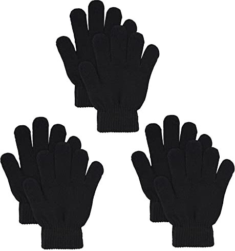 LYDTICK 3 Paar Winter Magic Handschuhe, warm, dehnbar, Strickhandschuhe für Männer und Frauen, in gängiger Größe, Schwarz, Schwarz Full, Einheitsgröße